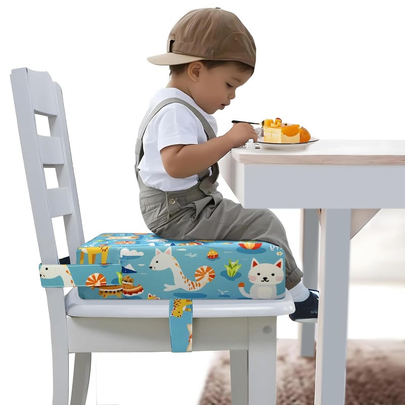 Funcority Toddler Booster Seat for Dining Table, Portable Booster Seat for Kitchen Chair, 4 Inch High-Density Foam Cushion with Adjustable Safety Straps and Non-Slip Bottom, Perfect for Kids Travel and Daily - Image 1